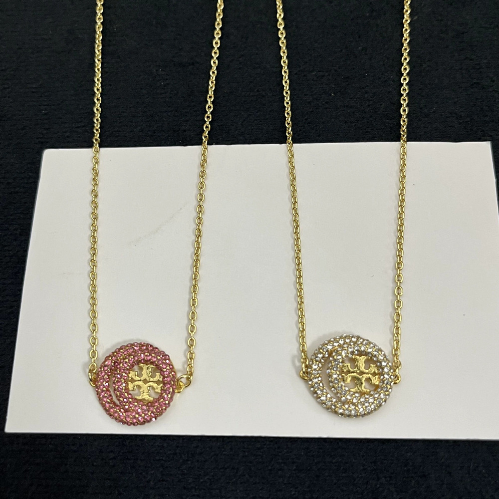 Tory Burch Trendy Rhinestone Letter Necklace